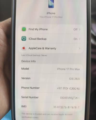 Apple iPhone 17 Pro Max Pta approved