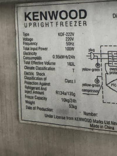Kenwood KDF-222V Vertical Freezer for Sale