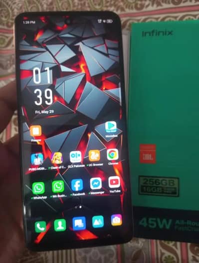 Infinix Note 30 8+8 256 box charger argant sell 03408698704