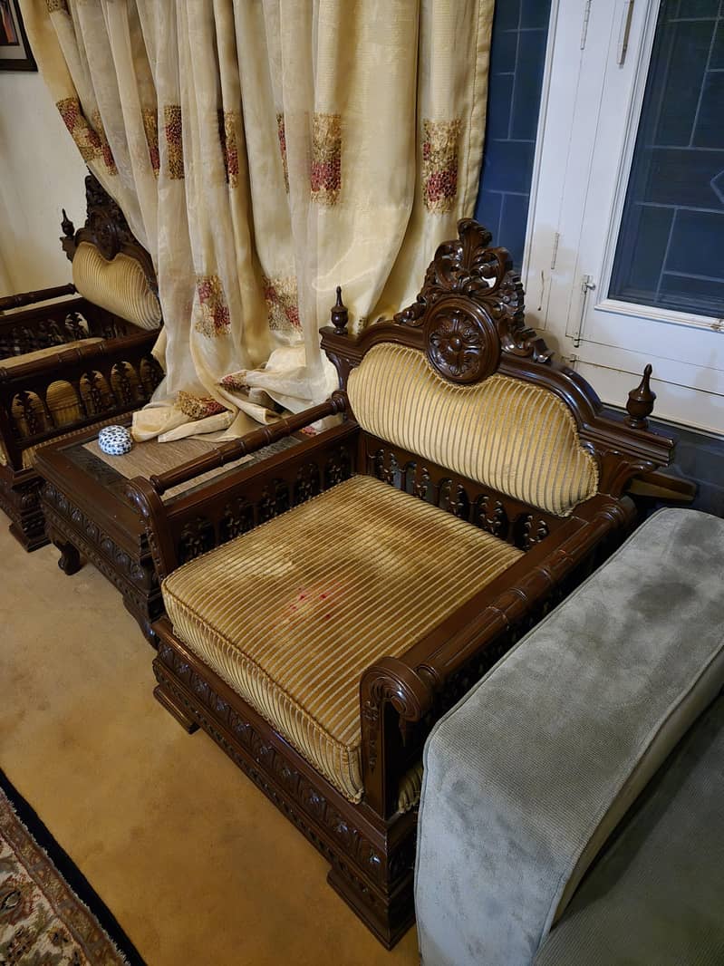 5 seater solid wood sofa set 4