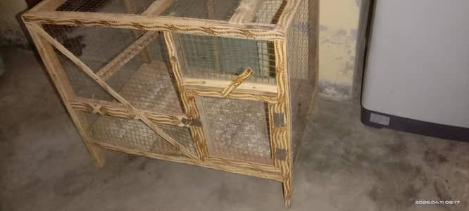 Medium size cage. Strong and new condition. پنجرہ مظبوط لکڑی اور تار کا