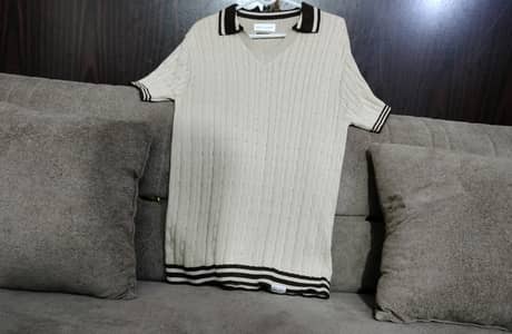 Retro Cable Knit Polo Shirt