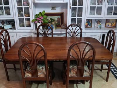 Wooden 6 Chair Dining Table – Good Condition