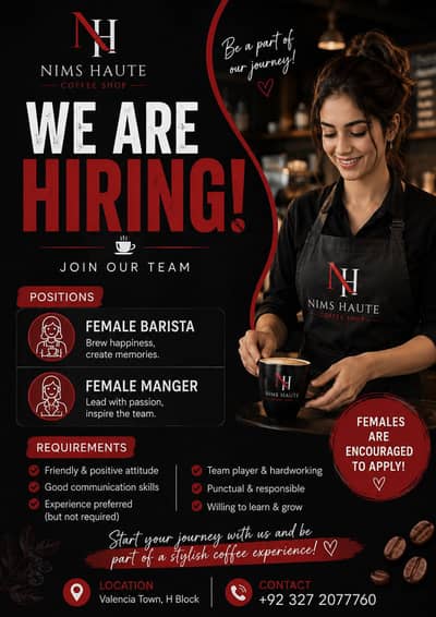 Job for coffee shop staff barista