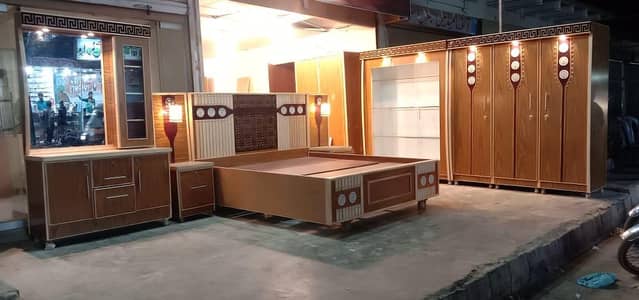 Modern Luxury Bedroom Set – King Size Bed with Wardrobe & Dressing