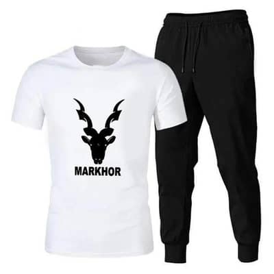 Men's cotton printed  track suit  white markhoor  design
