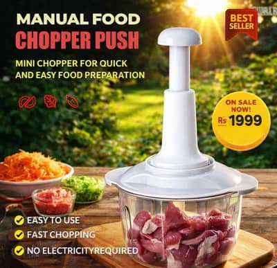 Manual Food Chopper Push ABS Plastic Transparent Bowl