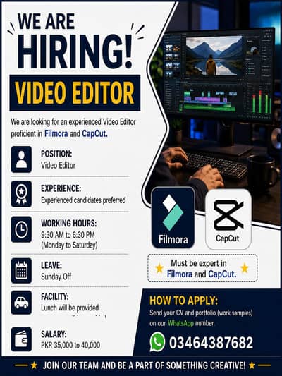 Video Editor Required – Filmora / CapCut Expert