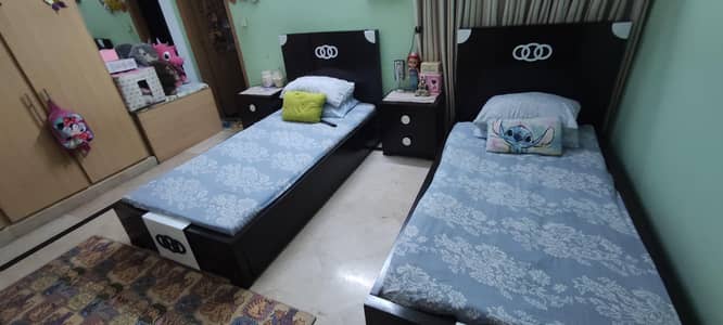 2 x Single Beds with Side Tables Available for Grab