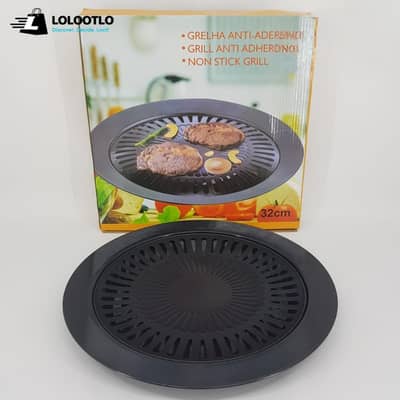 Black Nonstick Smokeless BBQ Grill Plate 32cm