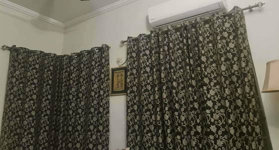 Black n grey print curtains