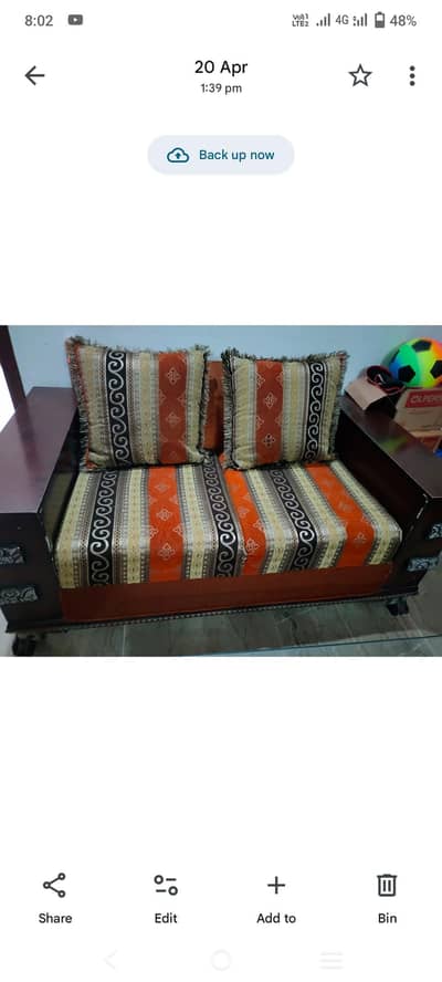 HEAVY WOOD SOFA WITH  VELVET  PRINTED FABRIC WITH BEAUTIFUL  DESIGN