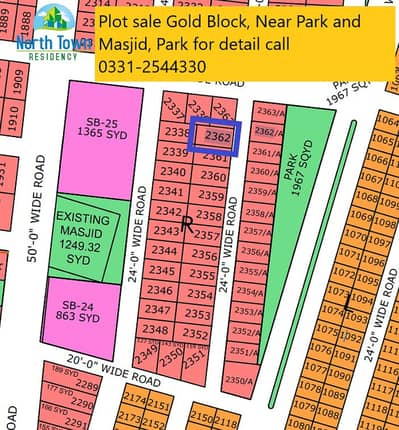 PLOT SALE IN NORTH TOWN RESIDENCY PHASE 1 GOLD BLOCK