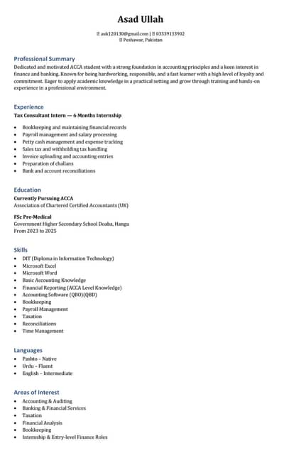 Looking for an assistant level accountant Job