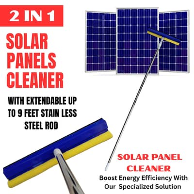 solar panel & window cleaning 2 in 1 wiper with stainless steel rod