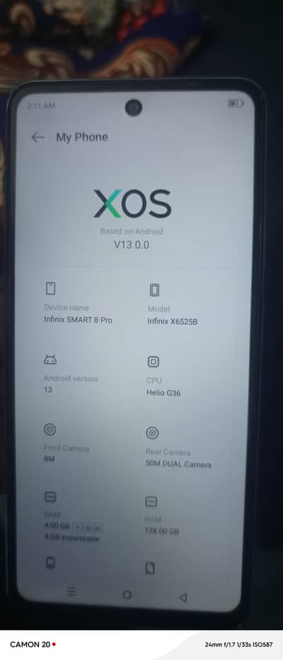 Infinix Smart 8 Pro 4+4 128 only mobile phone with id copy