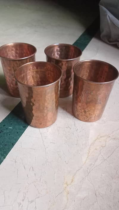 Copper glass and mug, plate