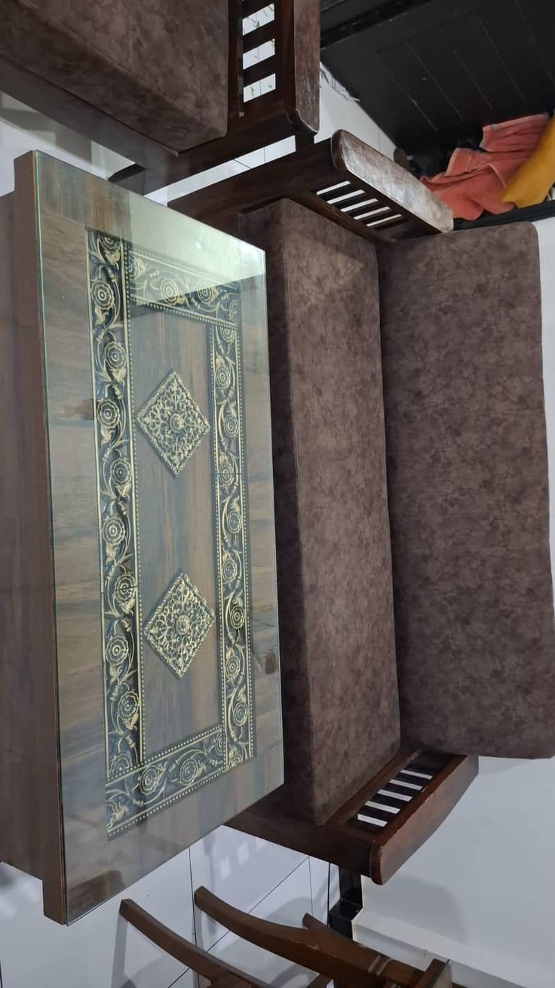 5 sitter sofas with table ,  good condition 2