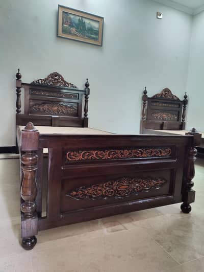 2 Single Beds | Pure Taali Wooden |Solid Built Quality| Rwp/isb. . .