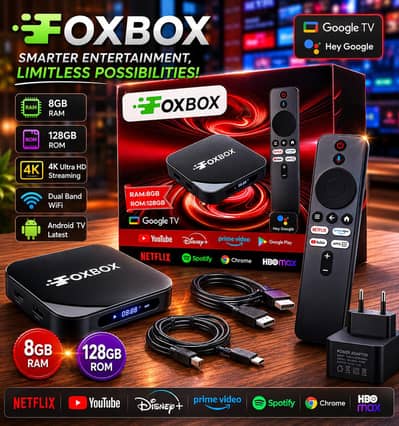 FOXBOX LATEST ANDROID TV BOX 8GB / 128GB WITH VOICE REMOTE