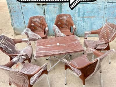 5 New Chairs and 2 Tables Available for sell only 2 to 3 days used