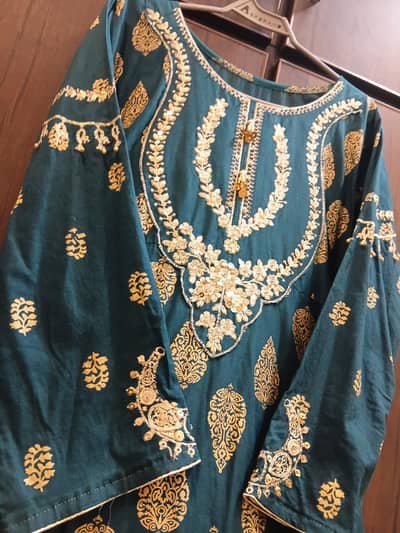 Teal Green Emboridered frock style maxi. . Boutique bought. . party wear