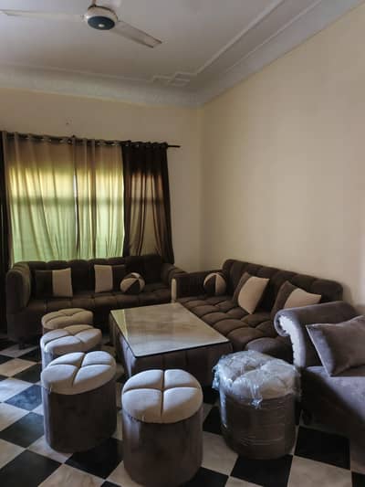 buuble sofa 7 seater +10 curtains+ 5 stole+ 1 table + devan