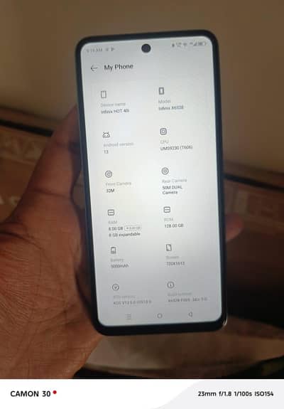 Infinix hot 40i 8/128 approved with box glass change pannel orignal
