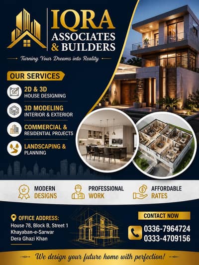 Iqra Associates Home Design , Construction 2D & 3D Elevation Services