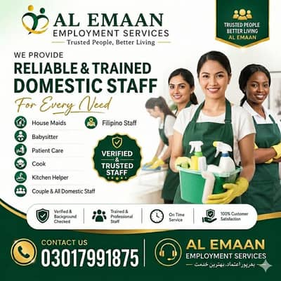 Verified. House. Maid. Cook. kitchen Helper. Chef. Nurse  .