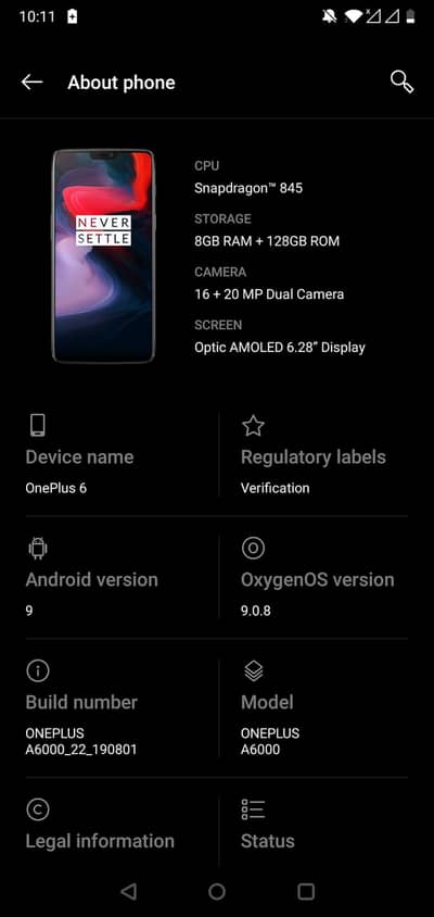 One Plus 6 8/128