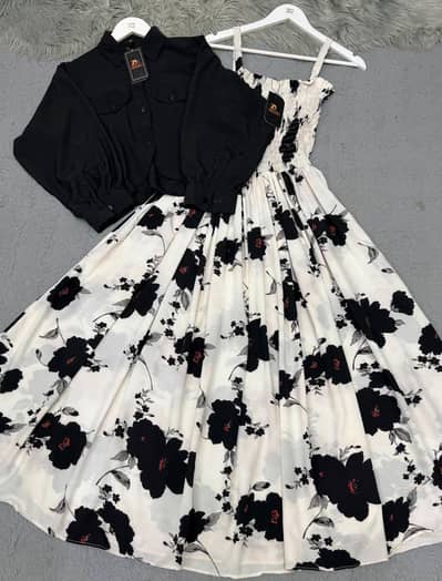Elegent white and  Black frock