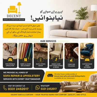 Sofa maker - Fabric change - Sofa set maker - sofa repairing - Repair