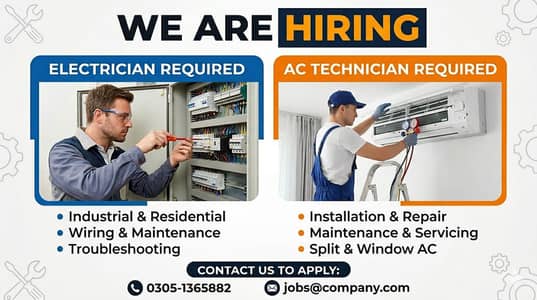 Ac technician r electrician required