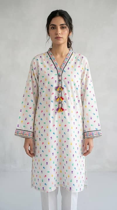 White Lawn Kurti/ Shirt For Girl | Trendy Summer Stylish Women  Shirt
