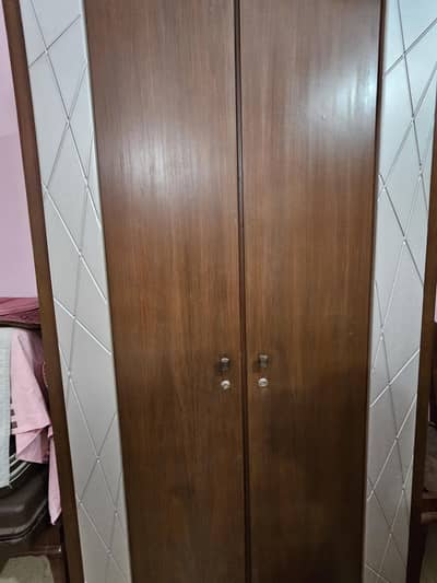 Queen bed with mattress almari side table dressing table