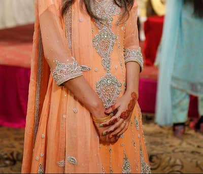 Pure Chiffon Fancy Suit – Peach Color – Small Size