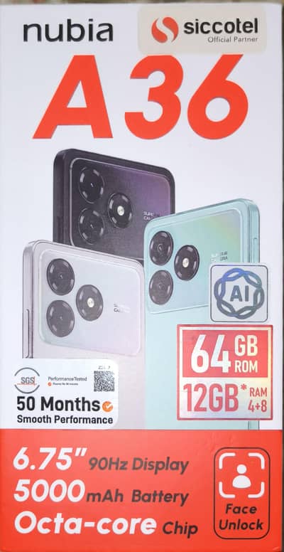ZTE Nubia A36 new packed with original box charger