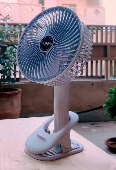 Rechargeable White Compact Fan For Hot Weather