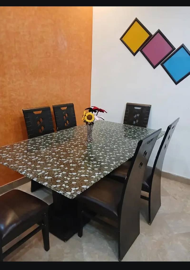 6 chairs dining table set . . 1