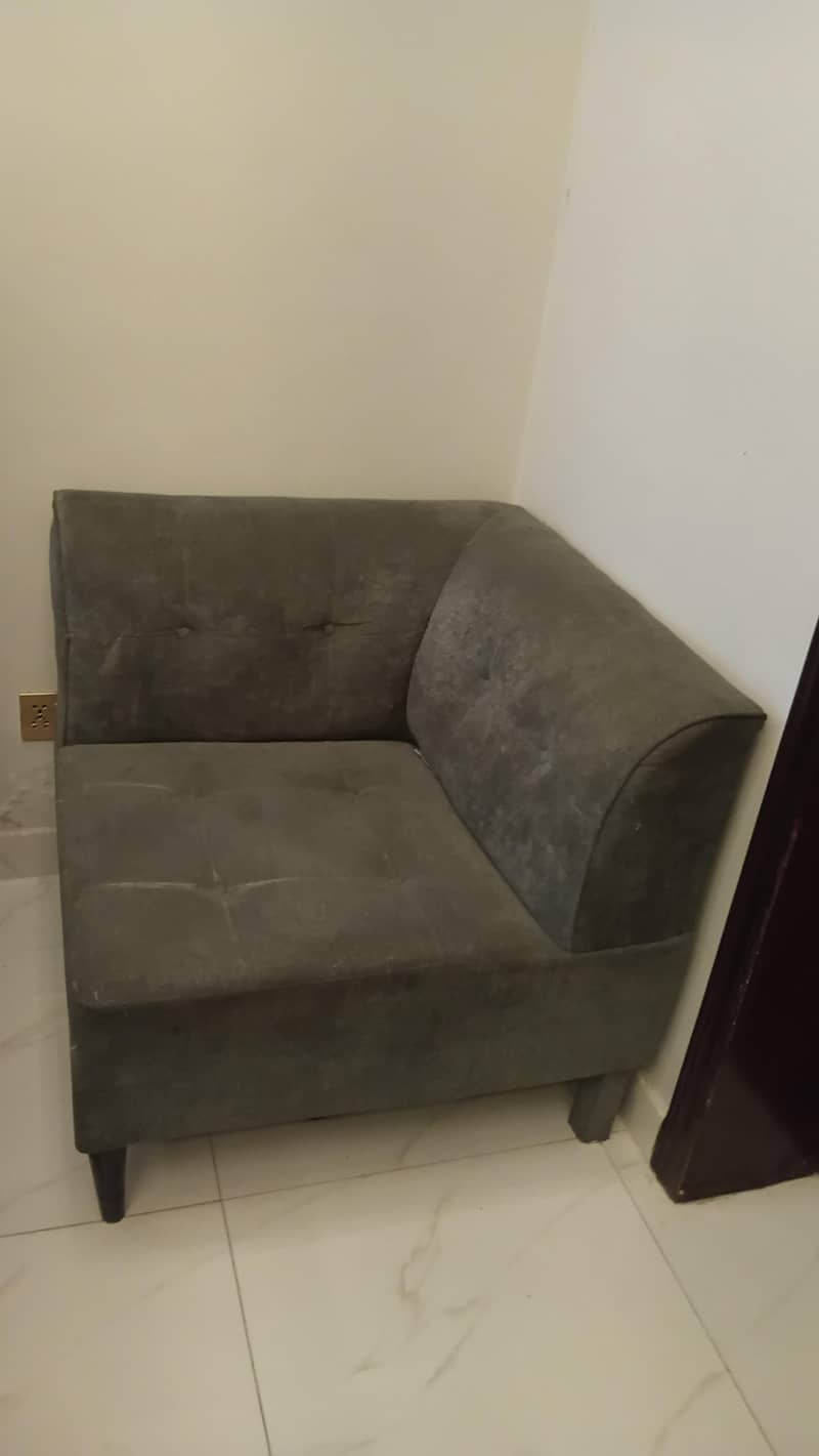sofa  set L shape with table set grey table . 1
