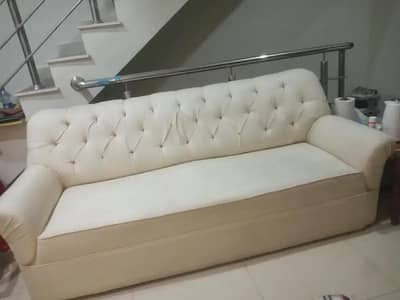 Elegant 3+1+1 White Sofa Set - Premium Wood | Excellent Condition
