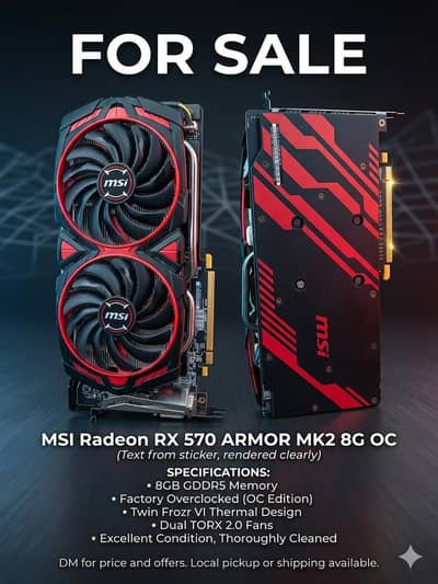MSI Radeon RX 570 Armor MK2 8GB OC Graphics Card