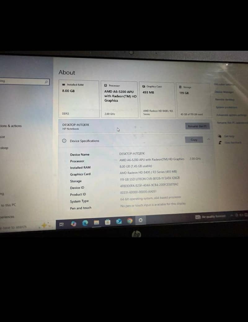 HP AMD Processor 5th generation 2