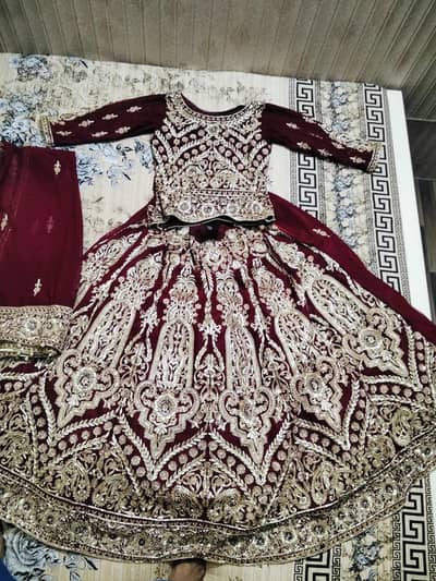 Desinger Maroon Bridal lehenga-Heavy Embroidery| Complete Bridal Set