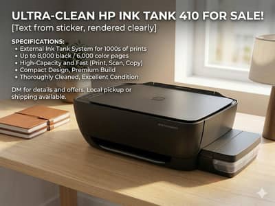 HP Ink Tank Wireless 410 Printer for Sale[Cartiage Missing]