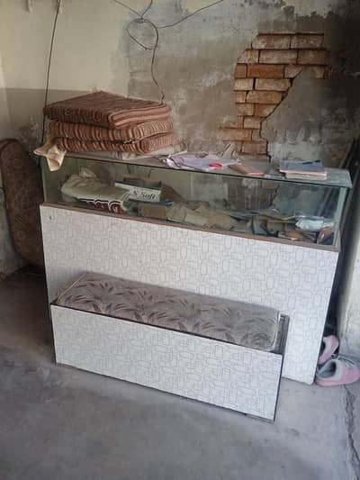 mobile shop counter table with glass and with Drawers two item's