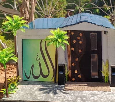 Handmade stylish mini table house  decoration piece with LED lights