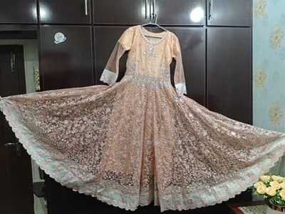 Bridal wear Pink Colour maxi