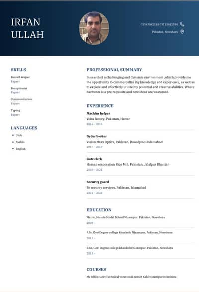 Experience Graduate available for job.